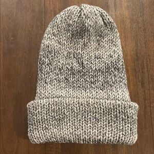 Heathered Gray Knit Beanie with Folded Brim (handmade)